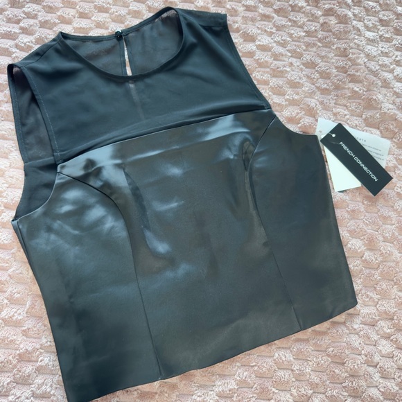 NEW French Connection Illusion Neck Black Top Size 6 - Picture 3 of 12